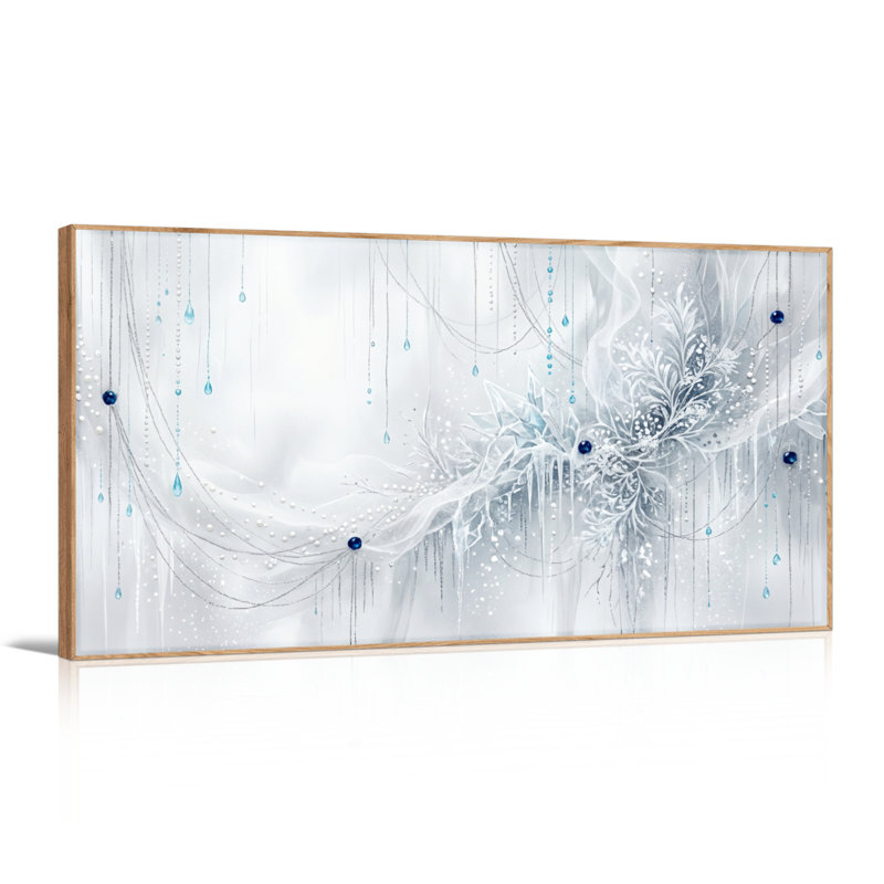Ensemble de 1 tableau sur toile « Flocons de neige et bruine », 40“W x 20”H, Natural
