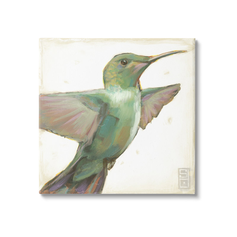 Colibri vert, peinture par Stacy Daguiar, H 24 po x l 24 po x P 1,5 po