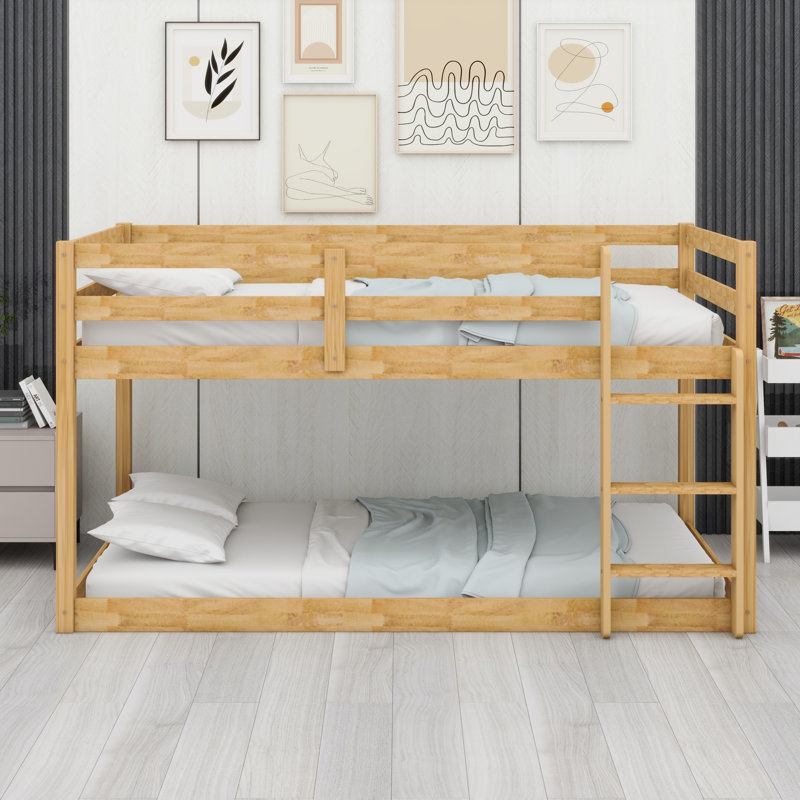 Lit superposé en bois avec échelle, Naturel