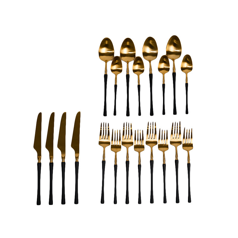 Ensemble de couverts Evamaria Living Essence, Noir et or