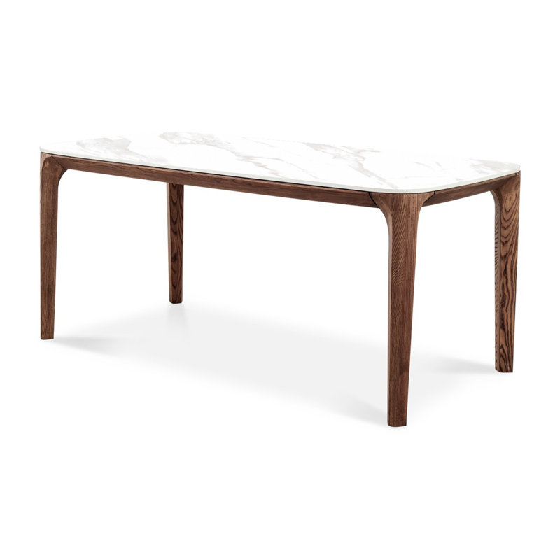 Table de salle à manger rectangulaire moderne en noyer et céramique / 5,9 pi