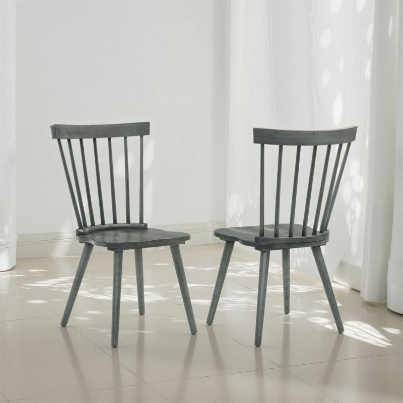 Ensemble de 2 chaises de salle à manger rustiques, chaises d'appoint en bois pour la cuisine et la salle à manger, Grey