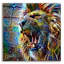  Art mural en verre «Lion» par Pierre Gavidia, 36 po x 36 po