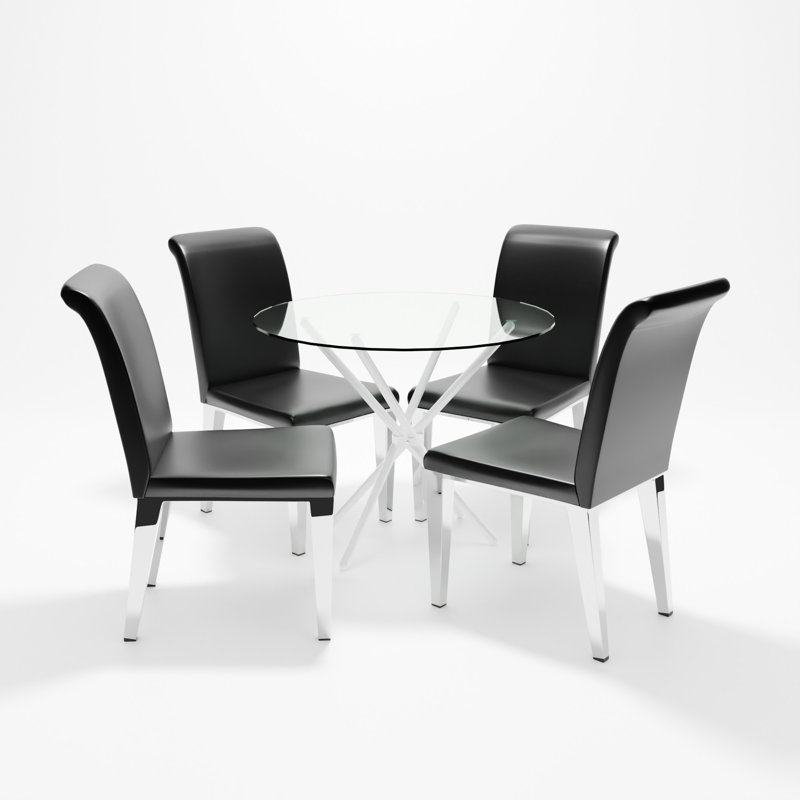 Desborough 4 - Person Dining Set, Black, Chrome
