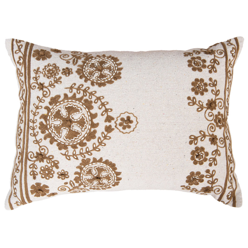 100% Cotton Throw Pillow, Polyester, Natural/Gold