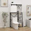 Armoire de rangement au-dessus de la toilette, tablettes de salle de bain au-dessus de la toilette avec porte de grange coulissante, tablettes réglables et support de rangement latéral