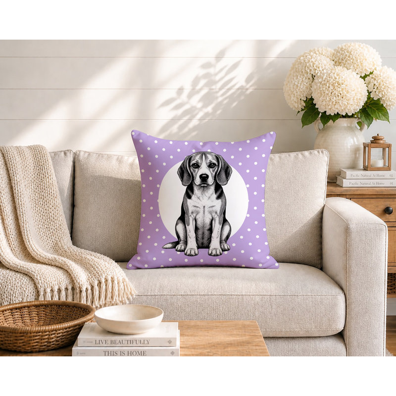 Oreiller réversible intérieur / extérieur Beagle Dog, 20 x 20, Lavande