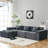 L-Shaped Modular Sectional Sofa, 3-Seater With Ottoman, Striped Corduroy Fabric, High-Density Foam For Home, Apartment, Office-99054277