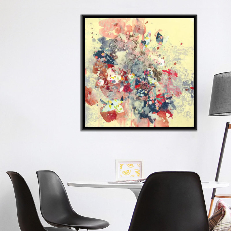 « crème i » par kathryn neale, impression sur toile, H 18 po x l 18 po x P 1,5 po, Toile avec cadre noir, Pas de tapis