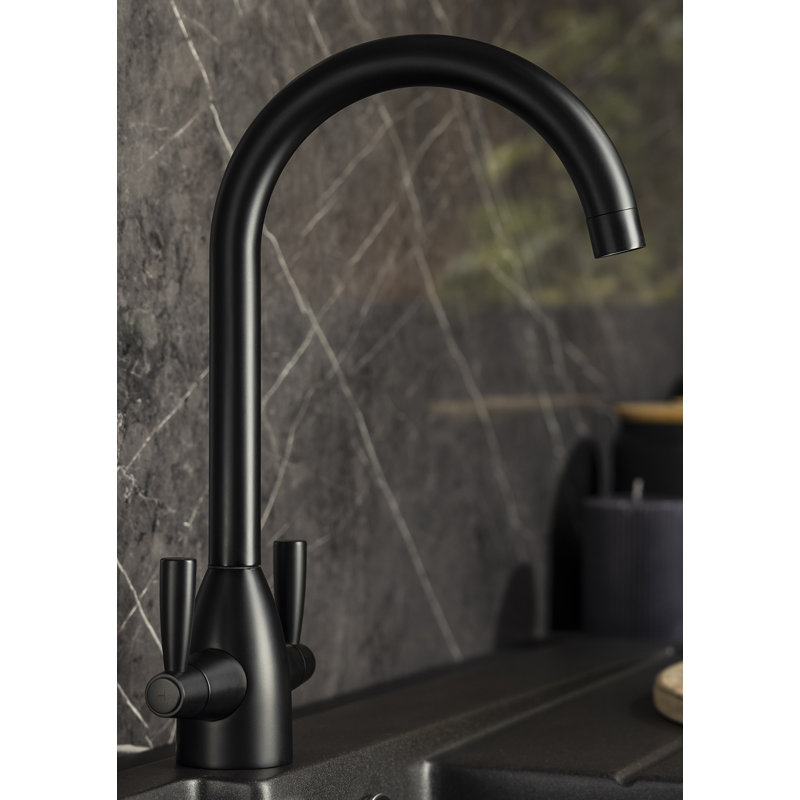 Abode Zermat Dual Lever Kitchen Mixertap, Matt Black