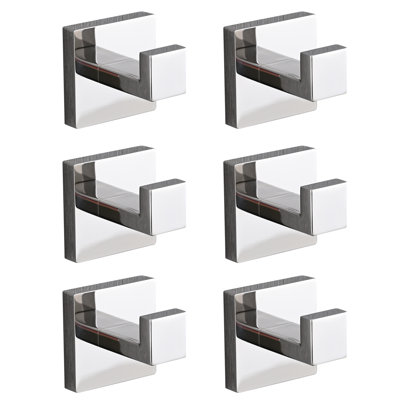 6-Pack Stainless Steel Towel Hooks, 2.19x2.19x2.19 in, Chrome, Wall-Mounted Space-Saving Hooks for Bathroom, Kitchen & Bedroom