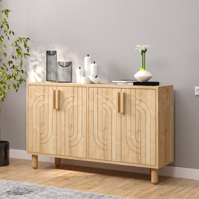 Console moderne, chêne saphir, 47,2 po x 29,0 po x 11,6 po | 100% panneau de particules enduit de mélamine, épaisseur: 0,7 pouce | Conception géométrique élégante, parfaite pour le vestibule, le salon et le couloir