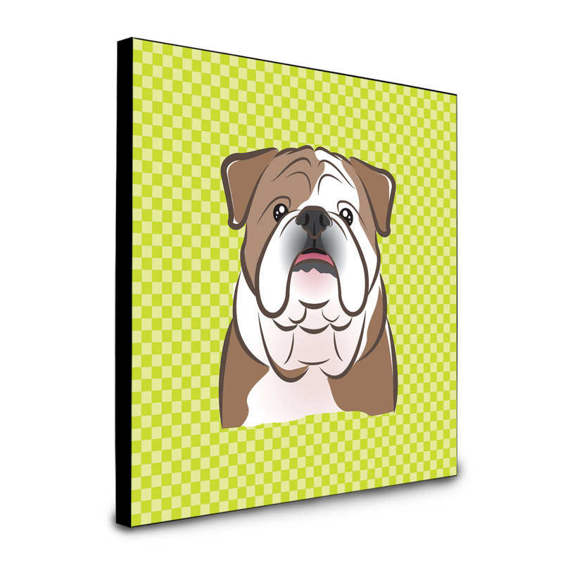 Panneau mural d’art Dungorbery, Vert, Bouledogue anglais brun foncé