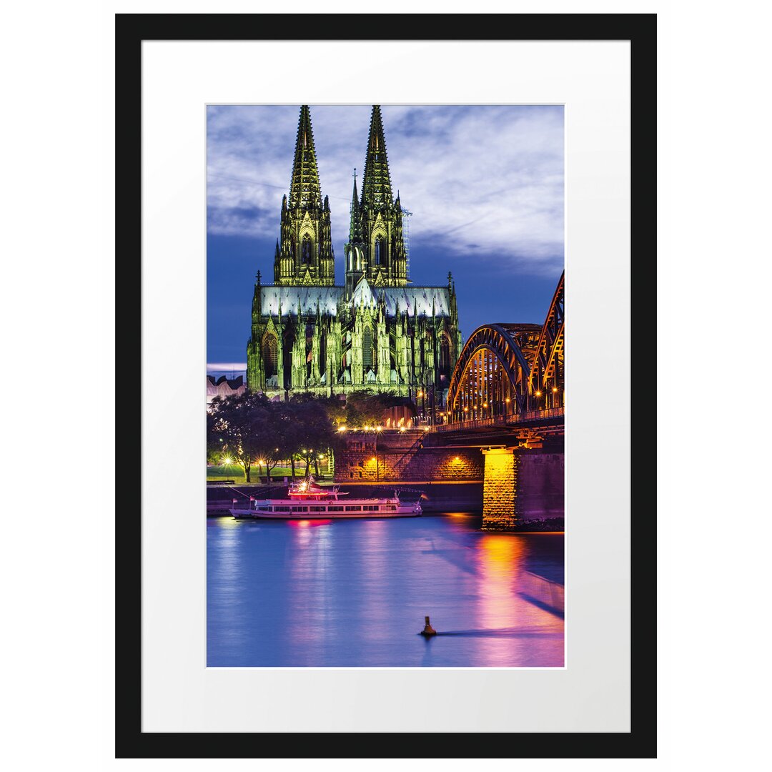 Gerahmtes Poster Hohenzollernbrücke bei Nacht