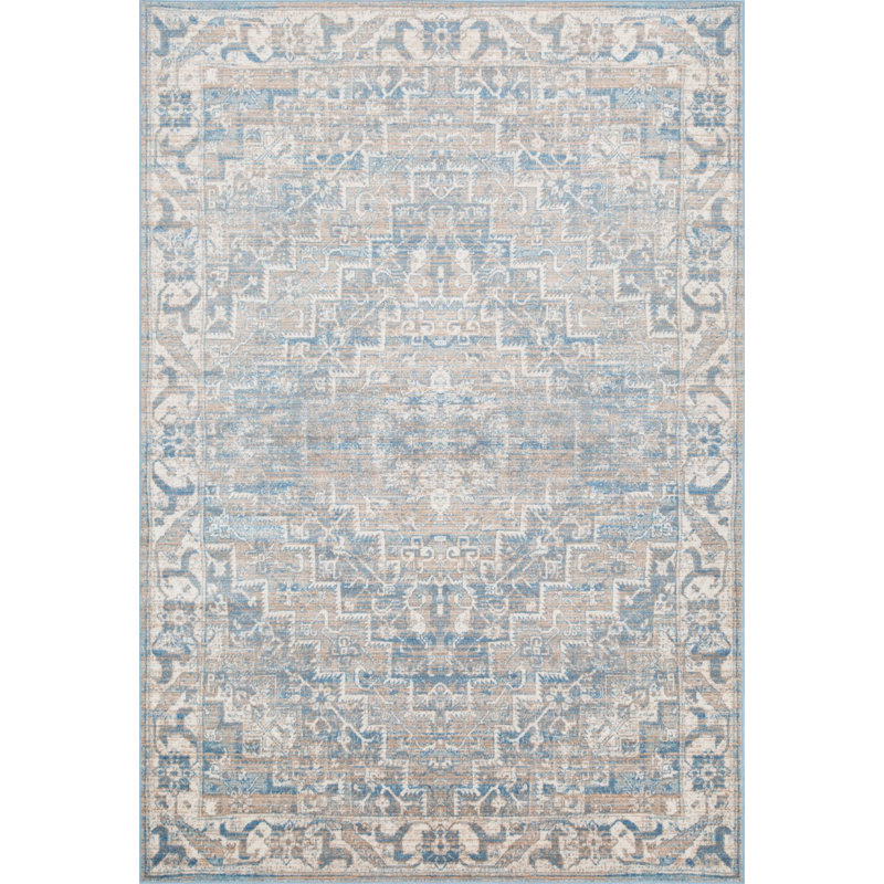 Tapis oriental bleu / beige Singletary, Rectangle 4 pi 4 po x 6 pi 2 po