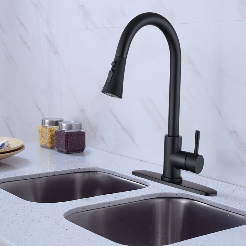 SOUEEUM Pull Down Kitchen Faucet, Matte Black