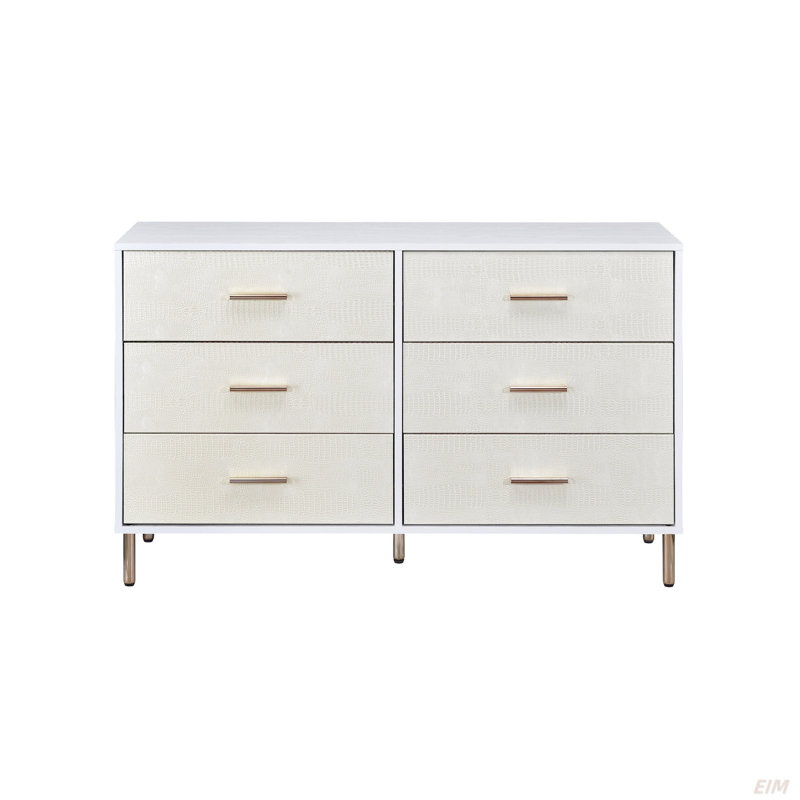 Commode Myles à finition blanche, champagne et or (commode)