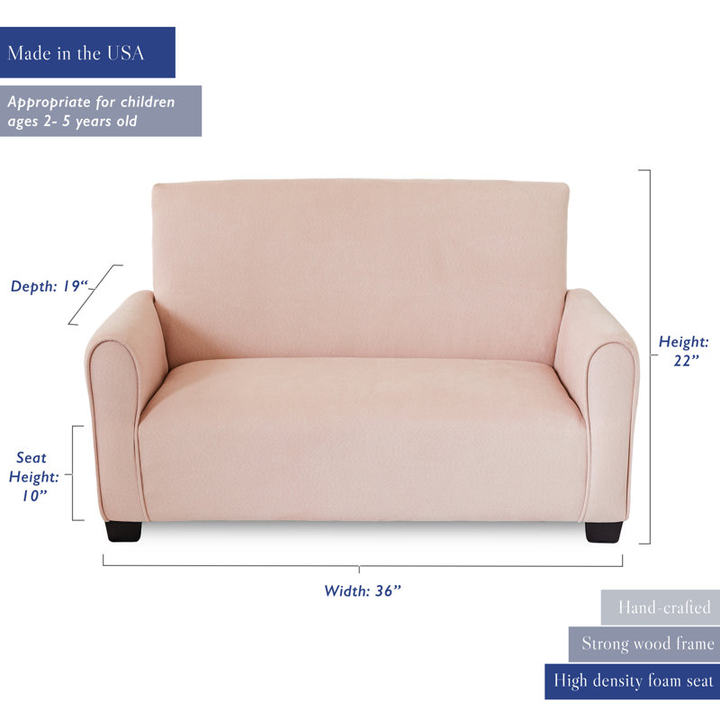 Burchette Kids Club Sofa, Kids Couch, Toddler sofa, Blush 