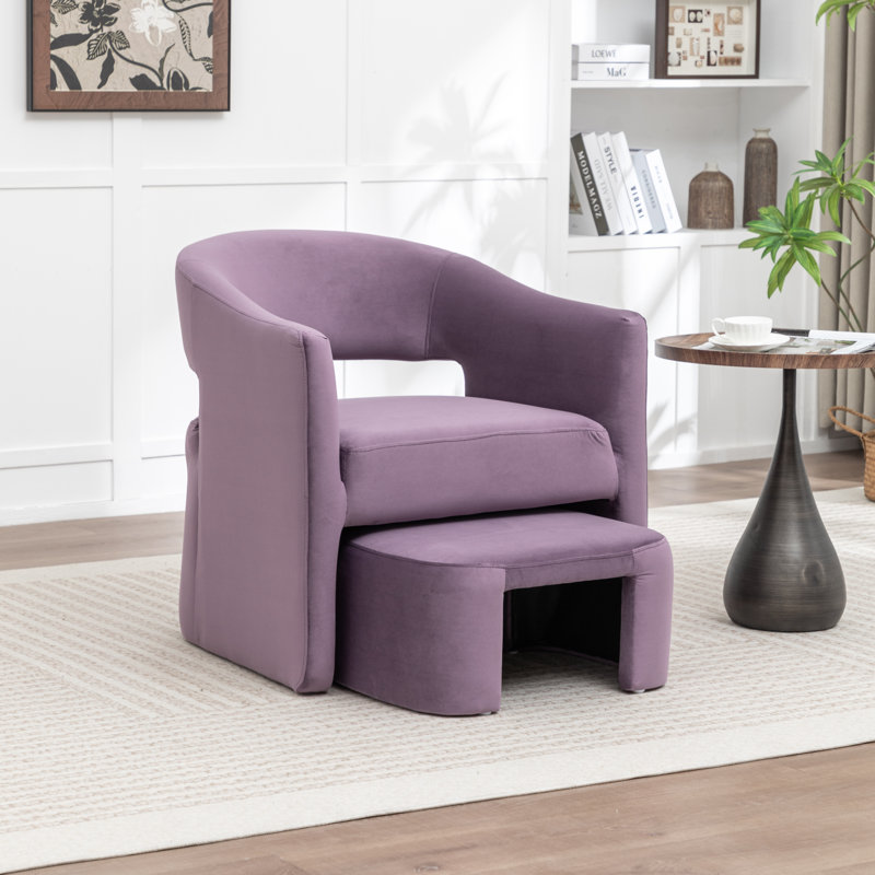 Fauteuil demi-tonneau avec repose-pieds Kyah, Mauve