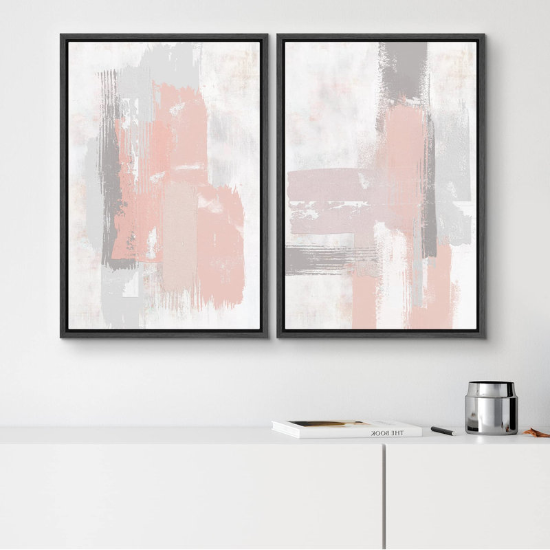 «Peach Grey Grey Paint Stroke Collage Abstract Wall Images Graffiti & Street Art Modern», 2 pièces, H 36 po x l 24 po, Noir