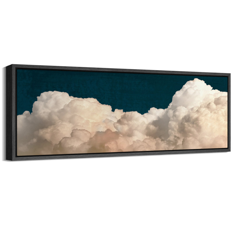 Nuage pastel sur toile, 2 pièces, H 20 po x l 60 po, Impression encadrée flottante sans passe-partout, Noir, noir, noir, noir
