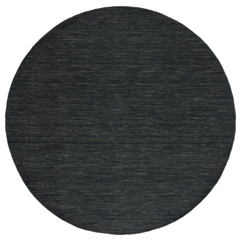 Kilim Hand Loomed Wool/Cotton Rug in Charcoal/Grey, Round 6'