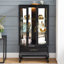 Armoire vitrée lumineuse avec portes en verre et tablettes réglables, armoire à vin 2 portes