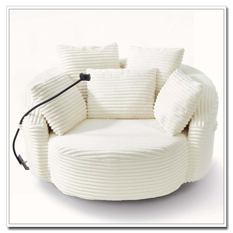 Fauteuil demi-tonneau pivotant à 360 °, Beige