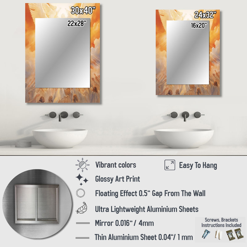 Jesus Modern Devotion II - Christianism Decorative Mirror, Traditional Wall Mirror, Printed Metal Art, 32" x 24"