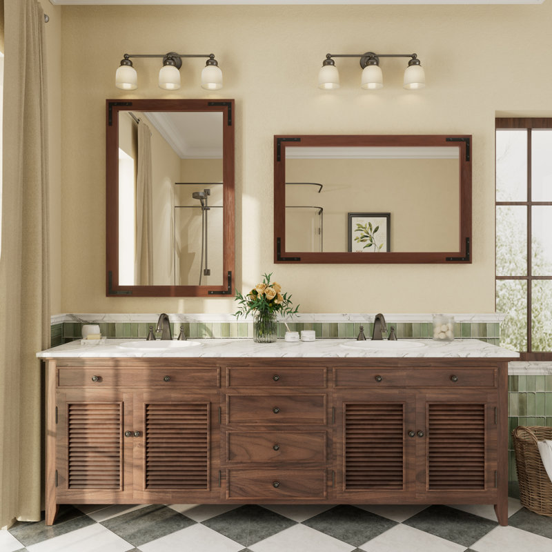 Miroir mural Amara Rustic Farmhouse, 40 po x 26 po, Brun