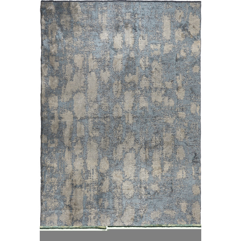 Tapis de luxe abstrait bleu clair / beige / gris Rapture, Rectangle 7 pi 10 po x 11 pi 2 po