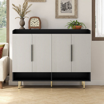 Modern 4-Door Shoe Cabinet With Adjustable Shelves For Entryway, Bedroom, Or Living Room