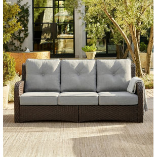 73.82'' Wide Outdoor Wicker Patio Sofa With Cushions