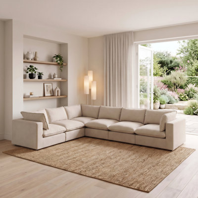Alexa Upholstered Linen-Look Fabric 3 Seater / 4 Seater / 5 Seater Modular Sofa - Cozy Modern Design