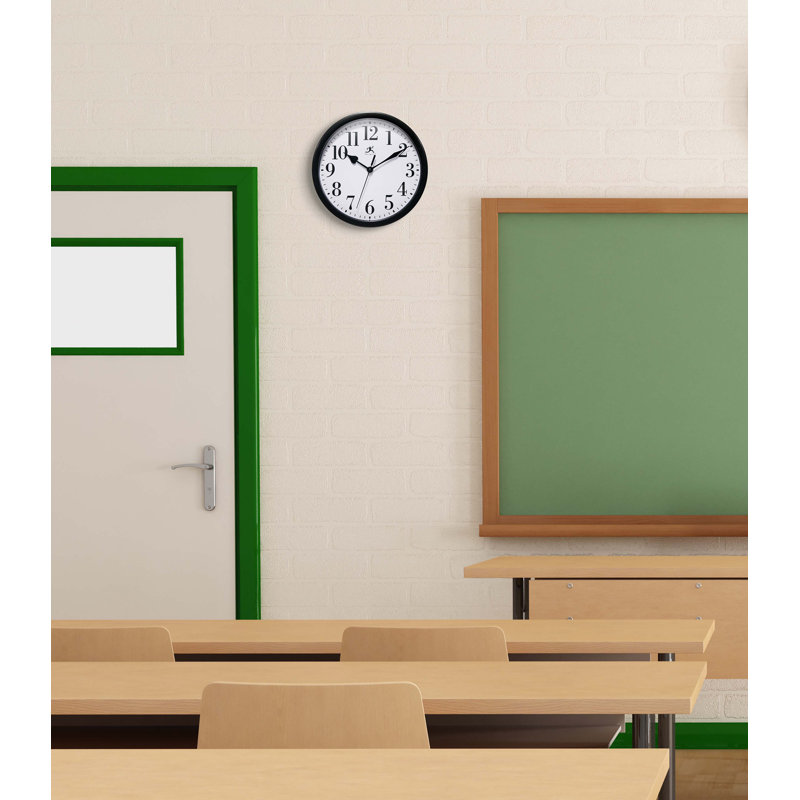 Horloge murale ronde classique en plastique 10 pouces, Noir, noir, noir, noir