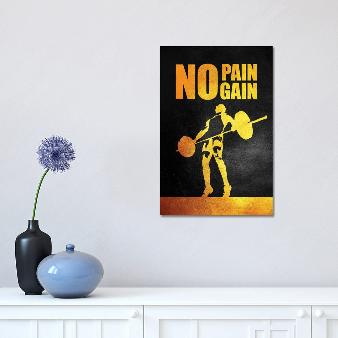 No Pain No Gain - Gym Edition by Adrian Baldovino - Wrapped Canvas Print