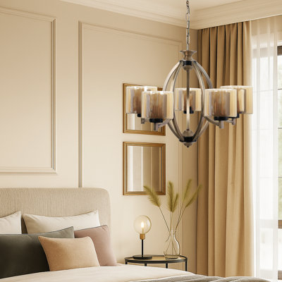 4 Lights Metal Body Glass Cap Vintage Chandelier