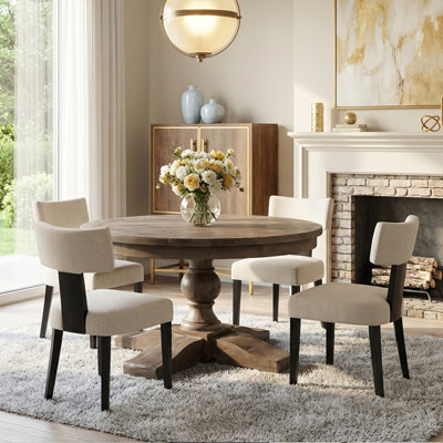 Ensemble de salle à manger 5 pièces Mid-Century moderne en bois et chaises rembourrées pour la maison, la cuisine, la salle à manger
