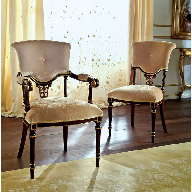 Tufted Muslin Upholstered Side Chair in Brown