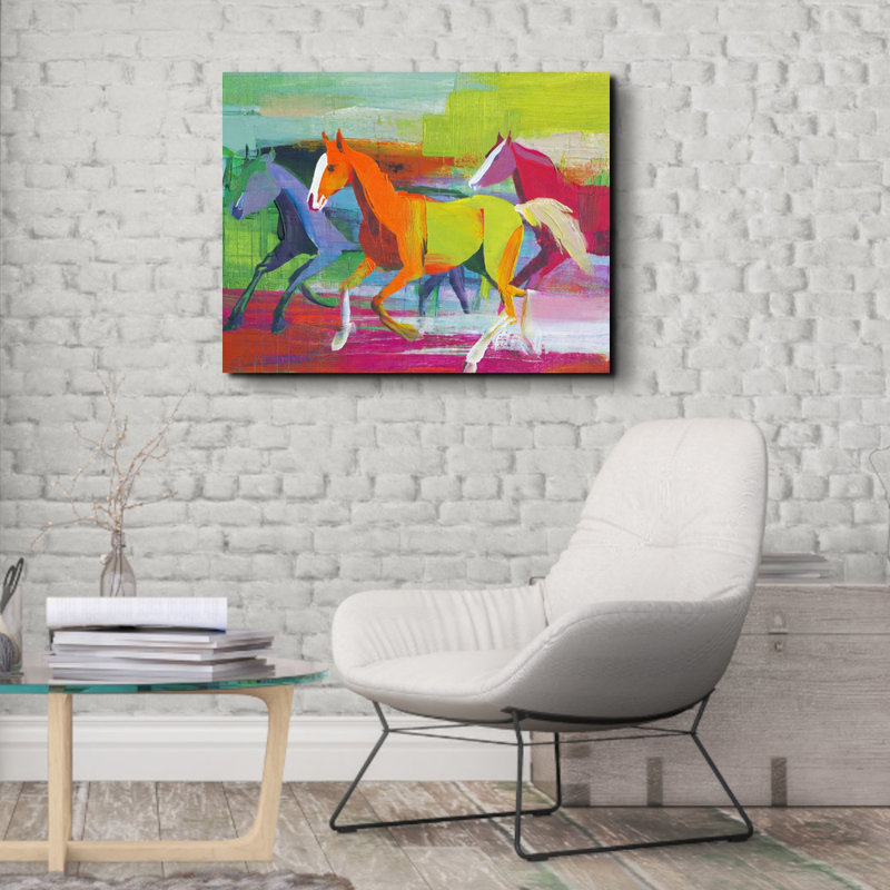 «Horses Three on Canvas» par Stephen Chambers, reproduction, H 20 po x l 24 po x P 1,5 po