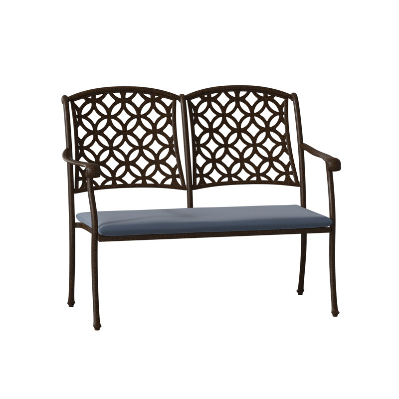 Banc de jardin aluminium Casa, Brun châtaigne, Sunbrella® Spectrum denim