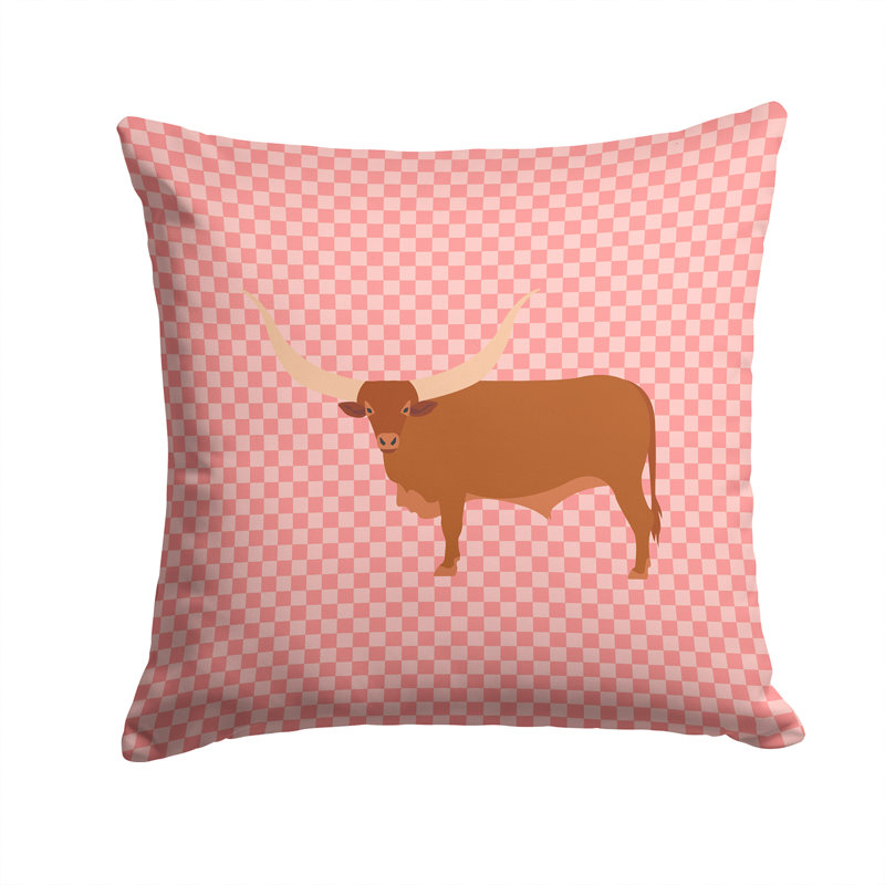 Coussin extérieur Ankole Watusu, 14 po x 14 po, Rose