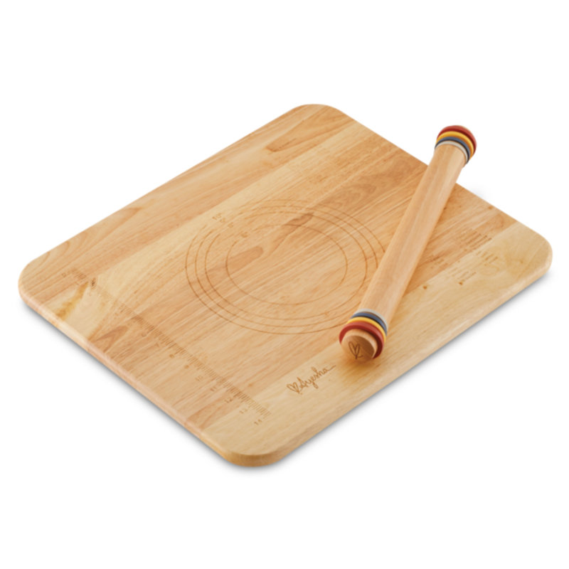 Ayesha Curry Pantryware Rolling Pin and Pie Board Set, 2 Piece, Parawood