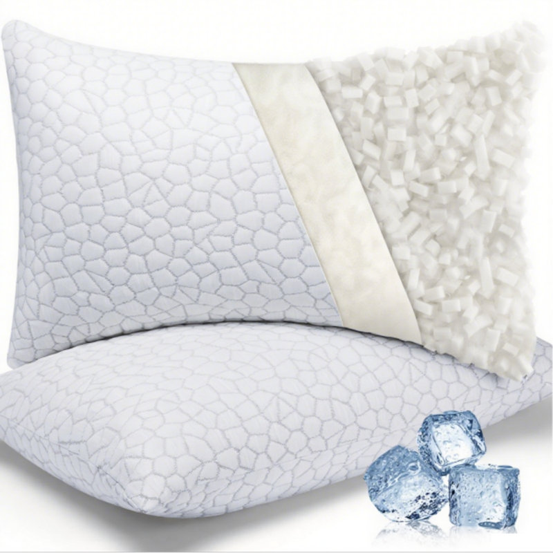 Breathable & Soft Cooling Pillow Memory Foam Pillows For Neck Support, DYNAMIC SHREDDED Bed Pillows, Queen