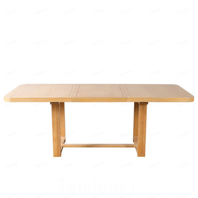 Table de salle à manger extensible en bois massif, table de cuisine rectangulaire de 60 à 84 pouces avec coins arrondis, rallonge amovible, garniture de rainure, base de support et repose-pieds