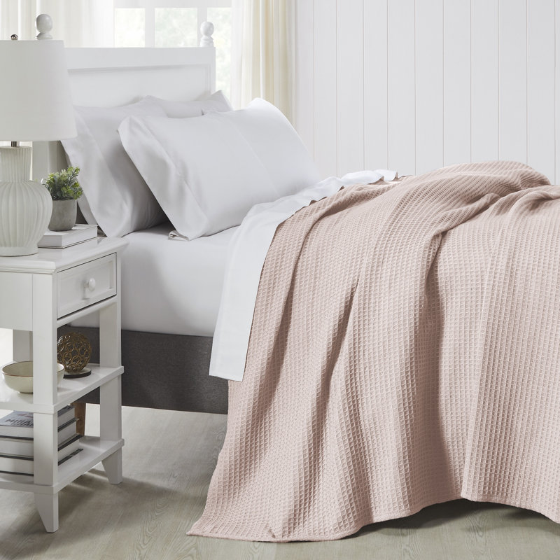 Couverture thermique moderne 100% coton gaufré Modern, Lit simple, Rosé