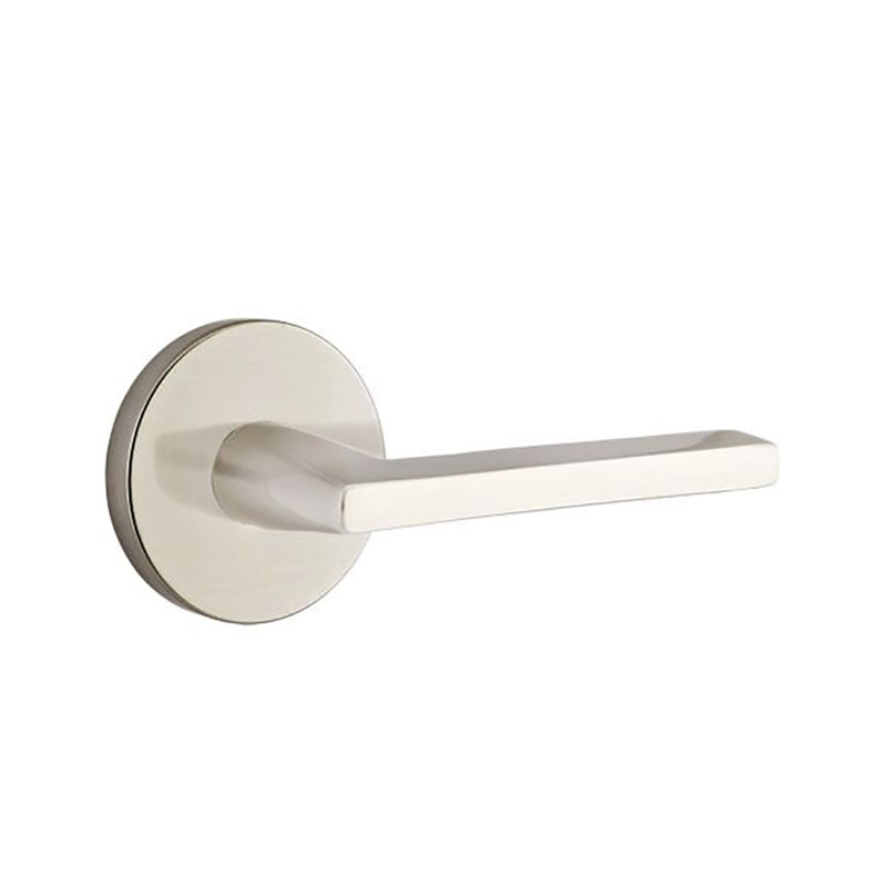 Levier de porte avec rosette Helios, Nickel satiné, Droite