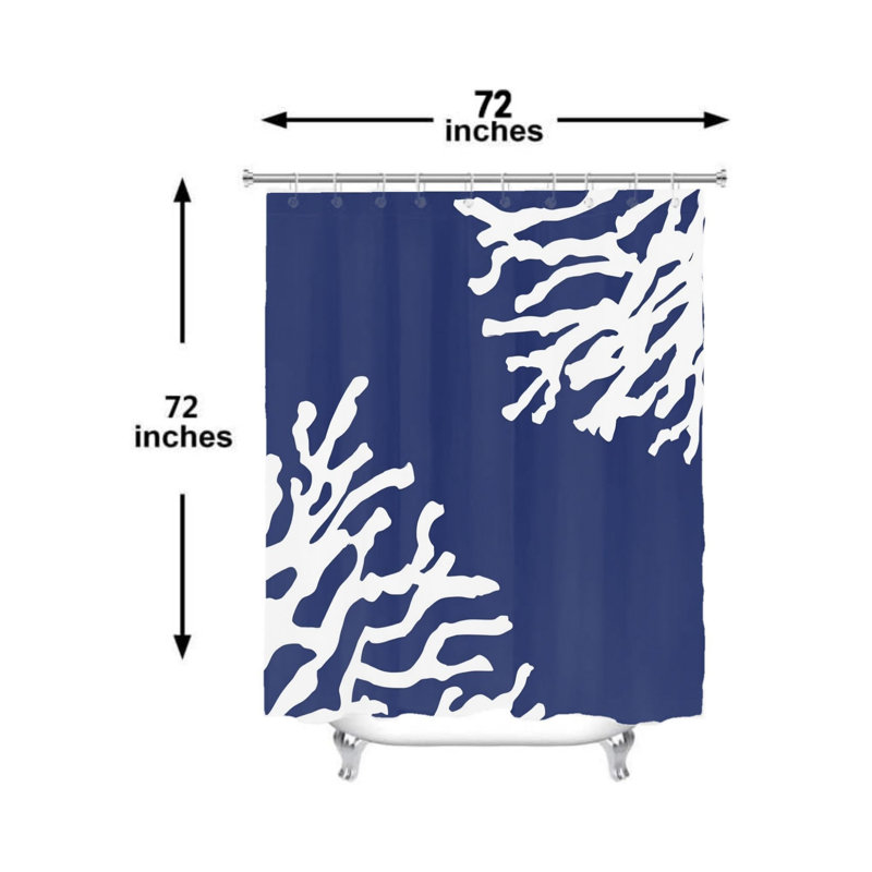 Rideau de bain Coral Silhouette, 72 po x 72 po (180 x 180 cm) avec crochets, bleu marine