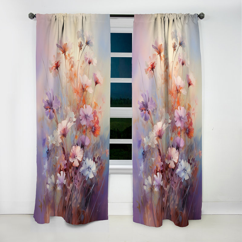 Wildflowers Bouquet Romantic Impression - Rideau occultant en velours à motif floral Wildflowers - 1 panneau