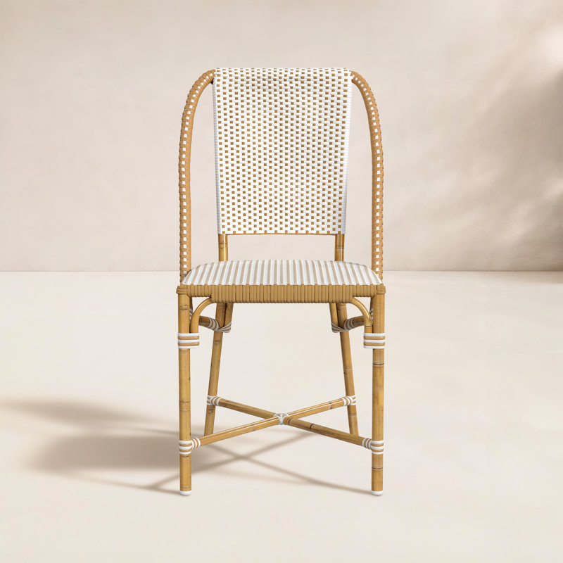 Tobias Outdoor Rattan Dining Chair, White/Beige